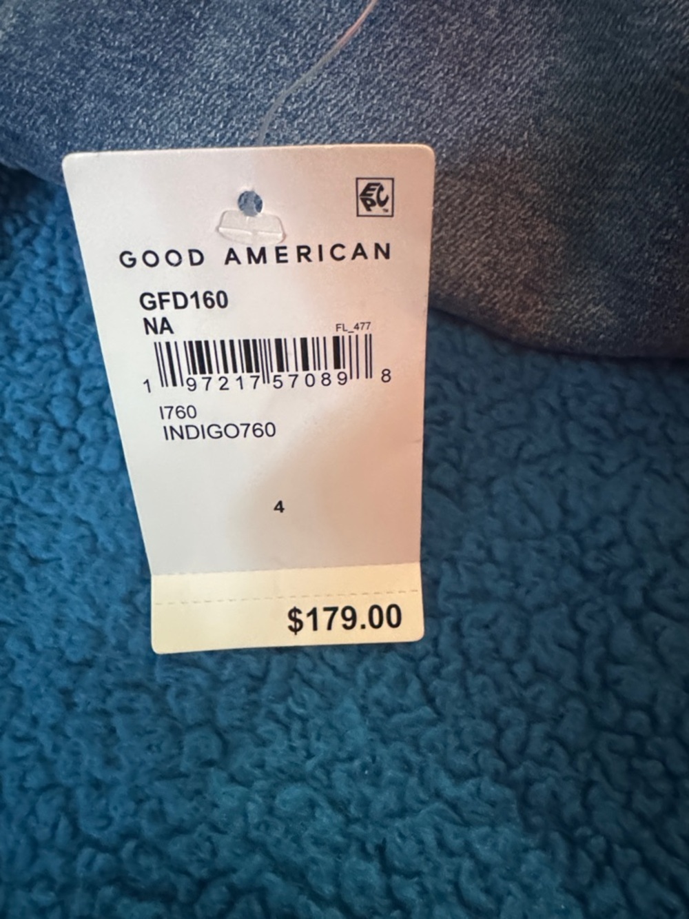Good American Knee Panel Stitched Straight Leg Jeans Size 4/27 NWT Indigo $179 - Picture 13 of 13